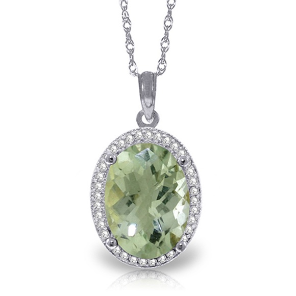 Galaxy Gold Products Jewelry - NECKLACE WITH NATURAL DIAMONDS & GREEN AMETHYST